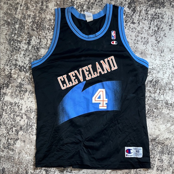 Vintage Cleveland Cavaliers Jersey Men 44 Black NBA Shawn Kemp Champion Cavs 90s - Picture 8 of 13
